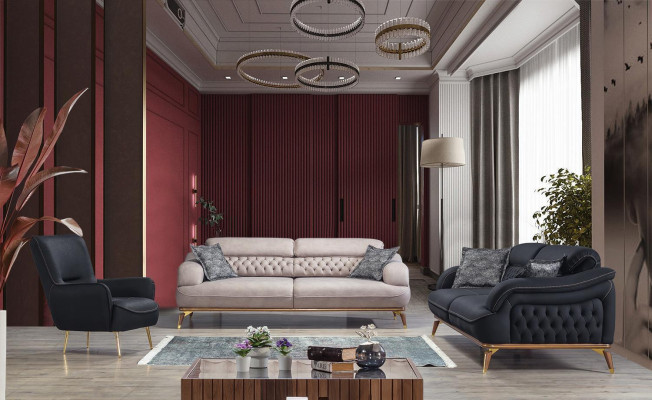 Design Textile Armchair Living room Lounge Luxury Chair Design Furniture Black