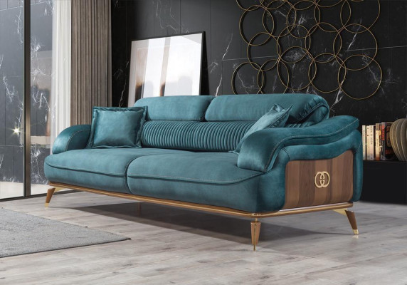Sofa set Suite Sofas Armchair three-seater 331 Seater Textile Blue