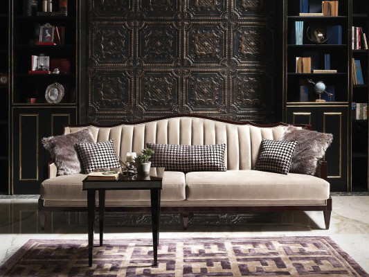 Sofa set four seater three seater armchair gray coffee tables fabric sofa
