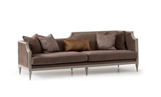 Complete e couch set four-seater 4 seat fabric sofa armchair brown 3-piece