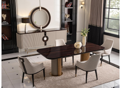 Luxury Dining set Dining room Dining table Dinette Chairs Beige Wood Set 7 pieces
