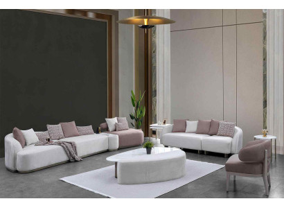 Sofa set Large sofa upholstered sofa fabric sofa pink three-seater set 4 pieces