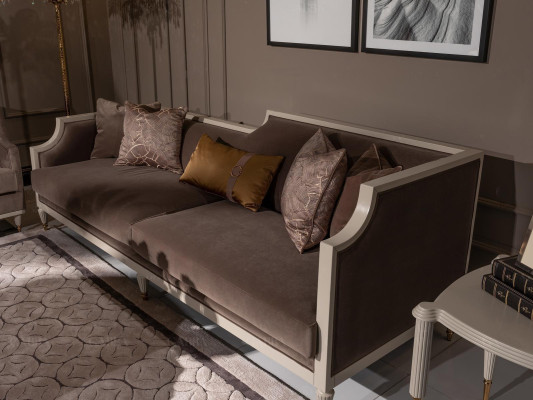 Four seater sofa set 4 Seat Sofa Fabric Sofa Upholstered Sofa Brown Set