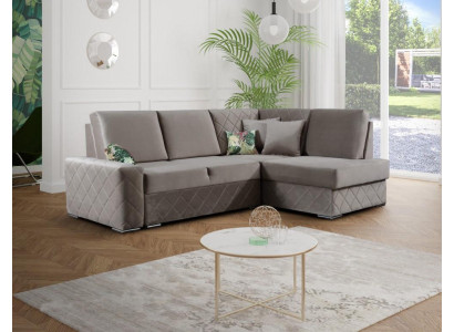 Sofa bed Velvet Bed function Seat Leather Lounge Living landscape Corner sofa L-shape new