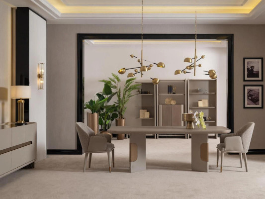 Dining set Dining room Suite Dining corner Dining table Chairs Set 7 pieces beige