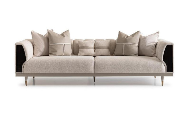 Three-seater sofa 3 seater coffee tables beige fabric sofa set 3-piece suite