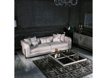 Three-seater sofa 3 seat coffee table gray upholstered sofa fabric sofa set 2 pieces