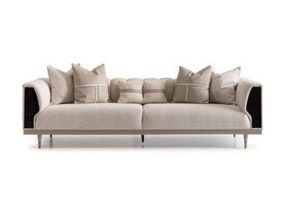 Luxury Three Seater Sofa 3 Seater Beige Upholstered Sofa Fabric Sofa Modern Sofa