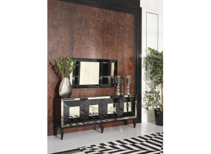Complete e Sideboard Sideboard Wardrobe Mirror Set Black Wood Luxury