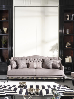 Chesterfield Sofa 3 Seater Fabric Sofa Gray Three Seater Upholstered Sofa Fabric