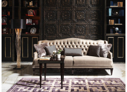Elegant three-seater Chesterfield sofa in gray - timeless upholstered furniture for your home