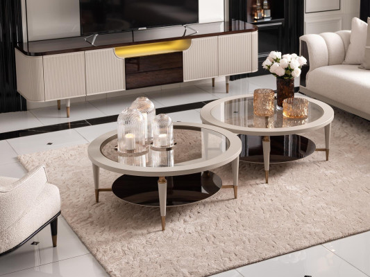 Group Coffee tables Side tables Set 2pcs Coffee table e Beige Wood