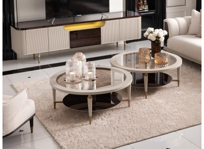 Group Coffee tables Side tables Set 2pcs Coffee table e Beige Wood