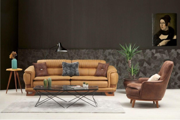 Armchair wing chair design upholstery living room 1 seat imitation leather seater