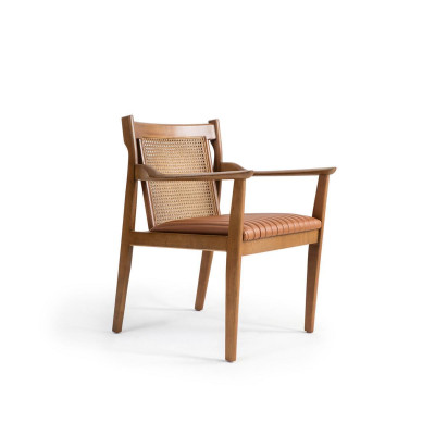 Modern Wood Armchair Upholstery Leather Dining room Chair new Furniture