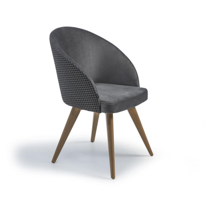 Designer Luxury Dining room Chair with Armrests Gray Modern Upholstered Seat