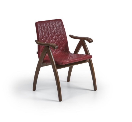 Modern Chair with Armrests Leather Seat Design Wood Chairs Dining room