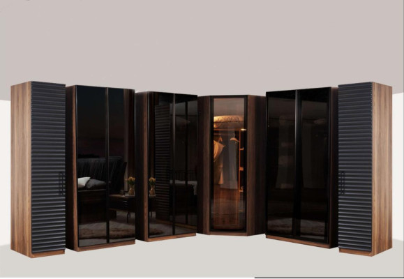 Brown-Black Bedroom Set Complete e Suite Bed 2x Bedside tables