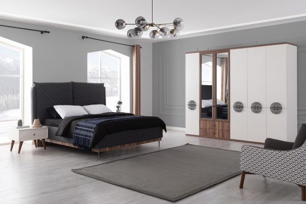 Modern Bedroom Set Designer Double bed Wardrobe Bedside tables