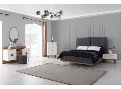 Black and White Bedroom Set Designer Bed Dressing table Chest of drawers 6pcs