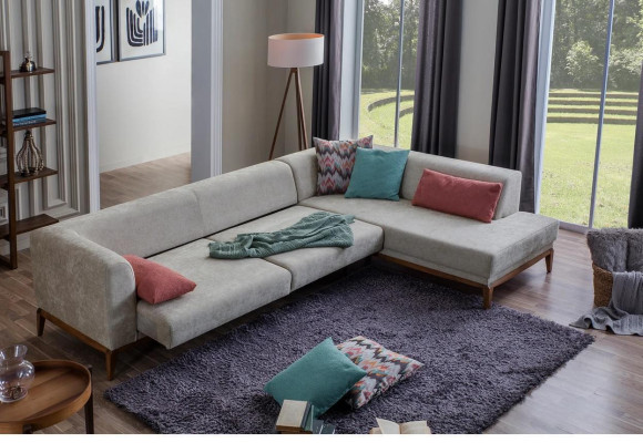 Gray Corner sofa L-shape Living landscape Living room Couches Luxury Sofas