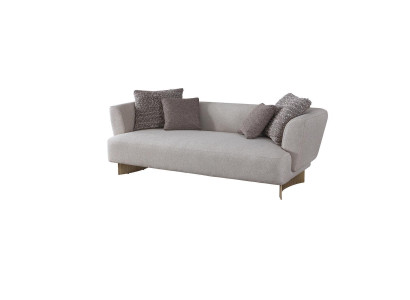 Gray Upholstery Three Seater Living room Designer Couches Wooden Frame Sofa