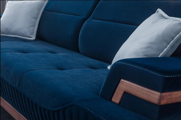 DarkBlue's Sofa Living room 3-Seater Textile Couch Designer three-seater