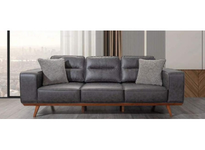 Modern Gray 3-Seater Upholstered furniture Luxury Leather Sofas Living room Furniture