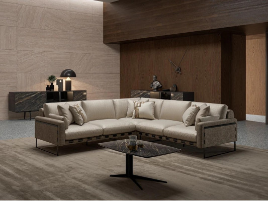 Living room Suite Corner sofa Couch L-shape Upholstery Seat Luxury Coffee table