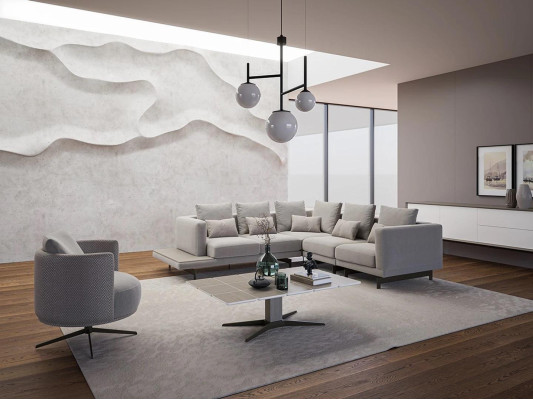 Upholstered furniture Luxury Corner sofa L-shape Living room Gray Sofa Couch Coffee table