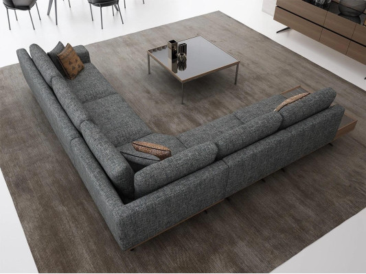 Gray Sofa L FormLiving room Set 2pcs Coffee table Corner sofa Luxury Upholstered furniture