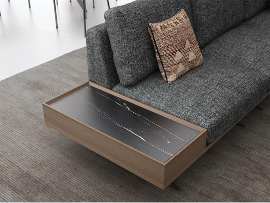 Gray Sofa L FormLiving room Set 2pcs Coffee table Corner sofa Luxury Upholstered furniture