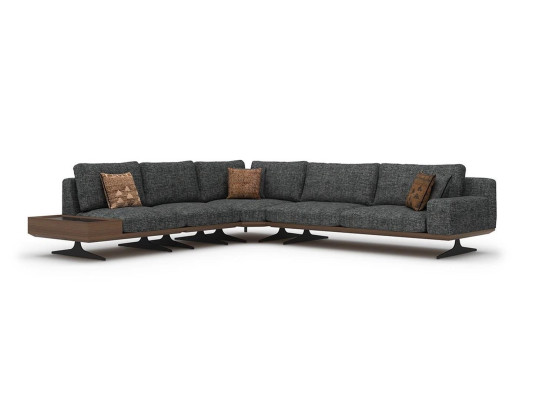 Gray Sofa L FormLiving room Set 2pcs Coffee table Corner sofa Luxury Upholstered furniture