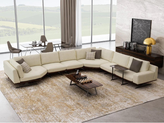 Design Corner sofa L-shape Coffee table Living room Upholstered furniture Luxury Furnishings