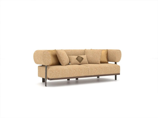 Design Beige Sofa Two-seater Couch Luxury Furniture Textile Furnishings Upholstered furniture