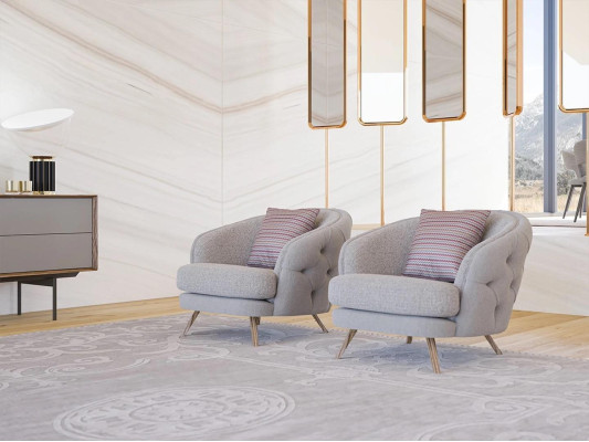 Armchair Chesterfield Living room Gray Upholstered Armchair Designer Furnishings