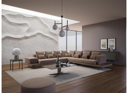 Designer Living room Set 3pcs Upholstered furniture Corner sofa L-shape Wood Coffee table new