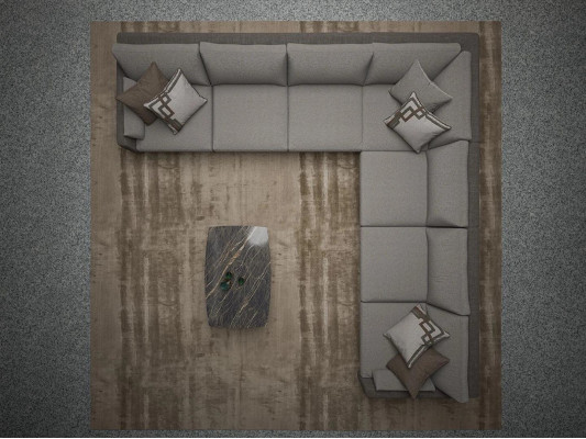 Gray Upholstered furniture Corner sofa L-shape Living room Suite Furnishings Coffee table