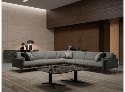 Corner sofa Luxury Corner suite Textile sofa L-shape Gray Couch Design new Coffee table