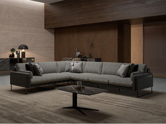 Living room Upholstery Textile Corner Sofa L-shape Furnishings Luxury Coffee table