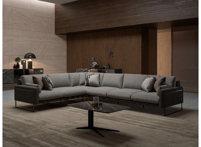 Gray Suite Living room Sofa Couch Corner sofa L-shape Furnishings Coffee table