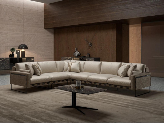 Corner sofa L-shape Couch Living room Luxury Upholstery Seat Suite Coffee table new