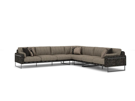 Brown Large Sofa Living room Corner sofa L-shape Couch Luxury Suite new