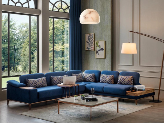 Corner sofa L-shape Sofa Couch Design Living room Upholstery Textile Modern Corner Suite