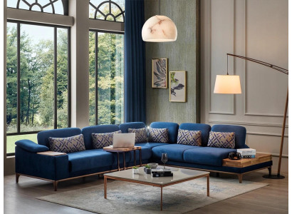 Corner sofa L-shape Sofa Couch Design Living room Upholstery Textile Modern Corner Suite