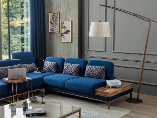 Corner sofa L-shape Sofa Couch Design Living room Upholstery Textile Modern Corner Suite