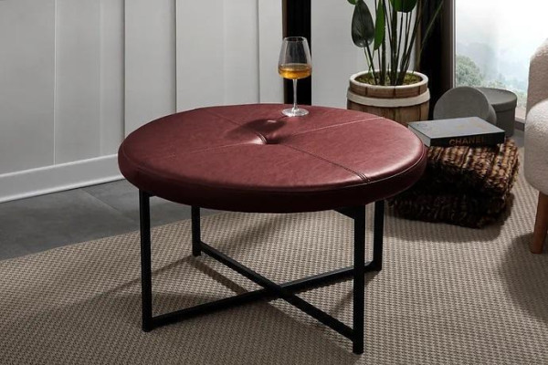 Coffee table new high quality leather table top new living room furniture chestnut brown