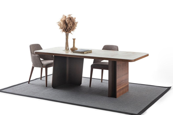 Dining room set 5 pieces. Dining table 4x Chairs Modern Design Brown Luxury Set