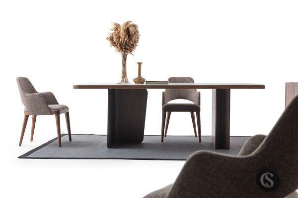 Dining room set 5 pieces. Dining table 4x Chairs Modern Design Brown Luxury Set
