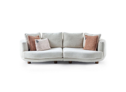 Designer Modern Living room 3-Seater Sofa White Solid Color Luxury Style Fabric Sofa
